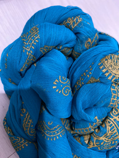 Blue printed chiffon dubatta - Sadaf’s Collection