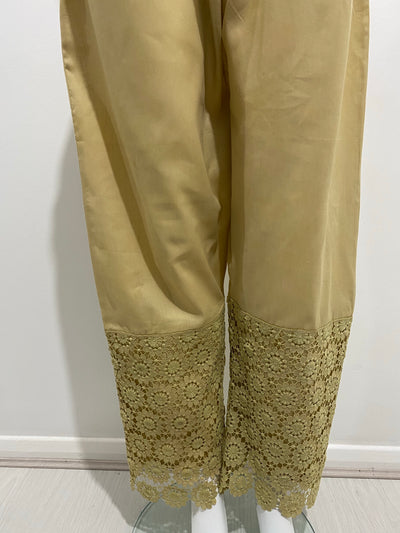 Beige lace floral trousers - Sadaf’s Collection