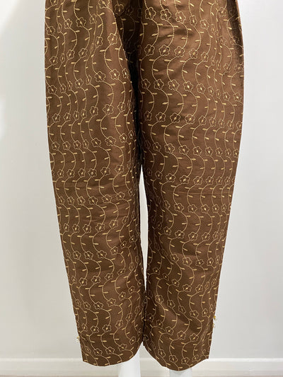 Brown embroidered trousers - Sadaf’s Collection