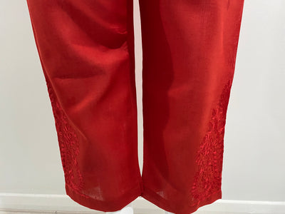 Red embroidered trousers - Sadaf’s Collection