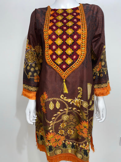 Orange tassel shirt - Sadaf’s Collection
