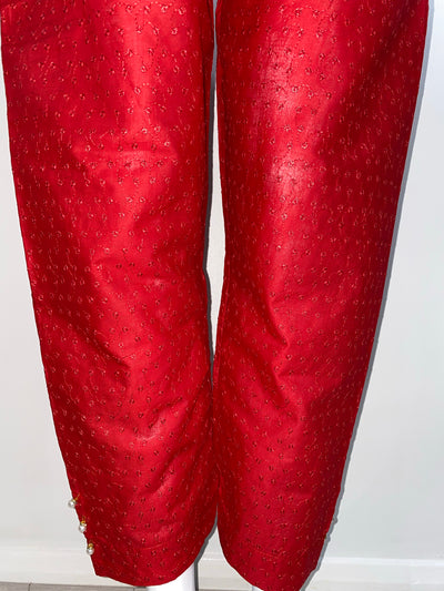 Red embroidered trousers - Sadaf’s Collection
