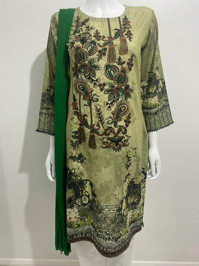Green embroidered suit - Sadaf’s Collection